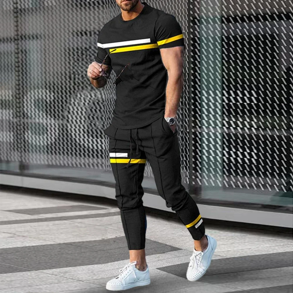 Summer Set Men Oversized T Shirt Pants Sets3D Print Men\'s Clothing Casual Tops Trousers Suits Men Tracksuits Sweatpants Outfits