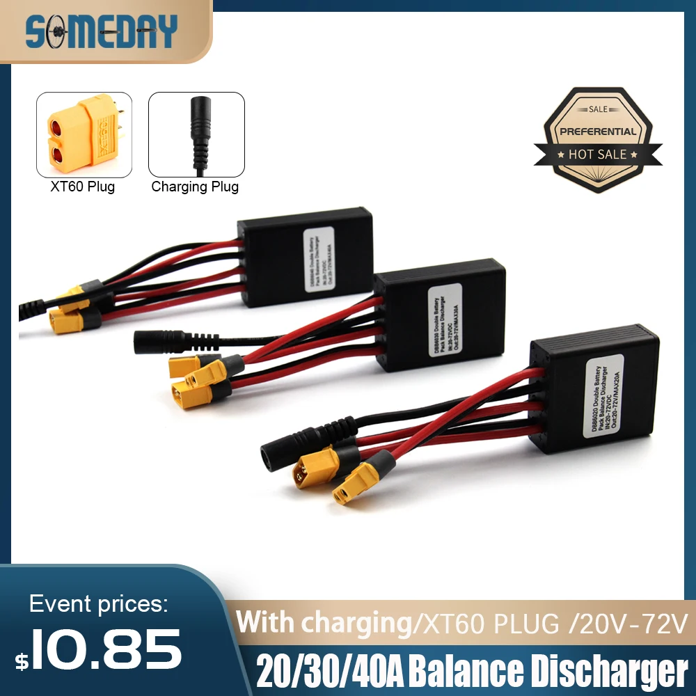Electric Bicycle Battery Connection Adapter 20-72V Discharge Converter Ebike Module - 20A/30A/40A Balanced Discharge for E-Bike