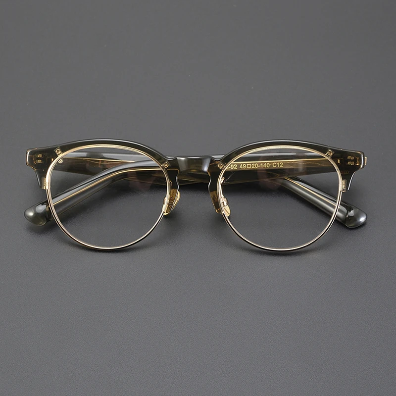 High Quality Handmade Round Glasses Frame Men Women Vintage Circle Spectacle Eyewear Semi-circular Acetate Designer Eyeglasses image 3