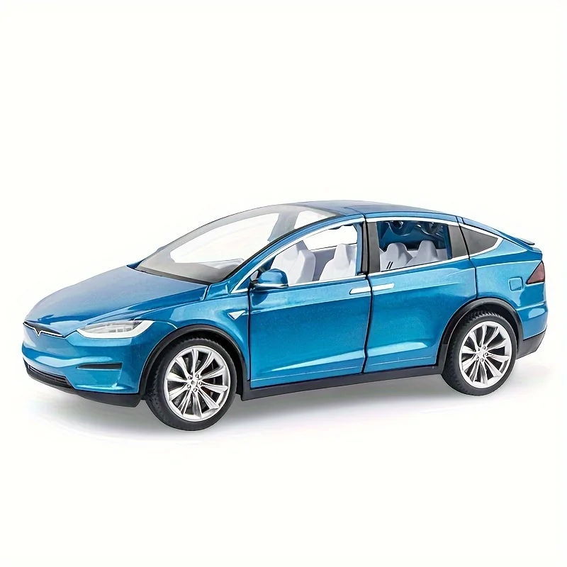 1:24スケール亜鉛合金製シミュレーション鋳造カーモデル、プルバック式ダイキャストおもちゃの車、ライトと音楽付き、幼児、子供、誕生日プレゼントに最適（ブルー）