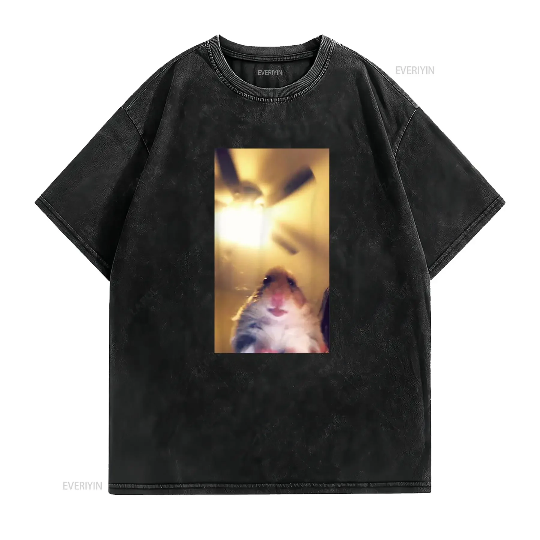 Meme Hamster Staring Front Camera T Shirt vintage Washed Stylish Comfortable Unisex fashion Slightly homme