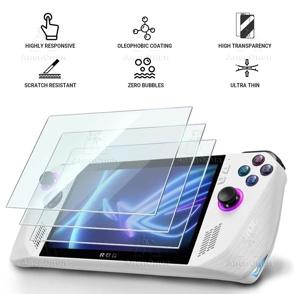HD Tempered Glass for ROG Ally/ROG Ally X Shatterproof Anti-Scratch Anti-Fingerprint 9H Hardness 2.5D Curved Edge Screen Proctor