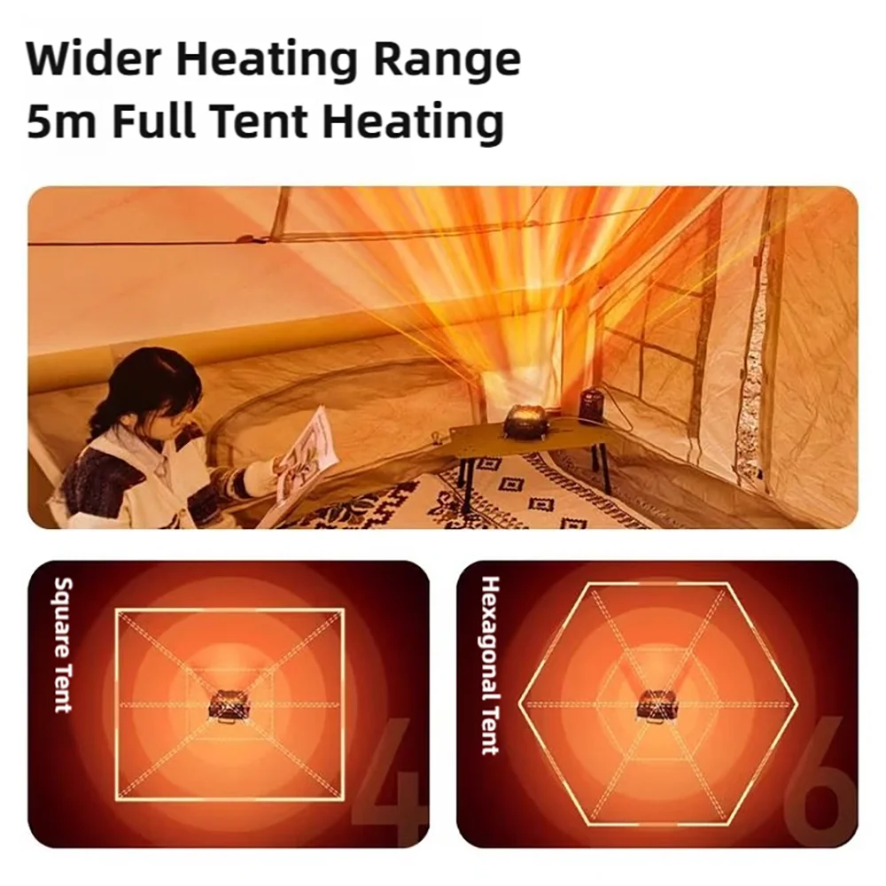 المحمولة التخييم مدفأة في الهواء الطلق متعددة الوظائف نطاق الغاز التدفئة في الهواء الطلق سخان الغاز السفر القدم نزهة منطقة الشتاء المطر #5
