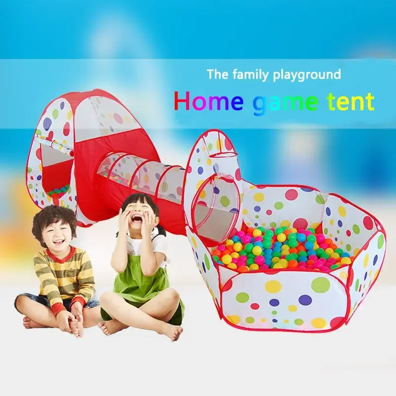 Tienda de campaña plegable para niños, parque infantil 3 en 1 para bebés, pelotas de interior para piscina seca con juegos de túnel de poliéster para niños