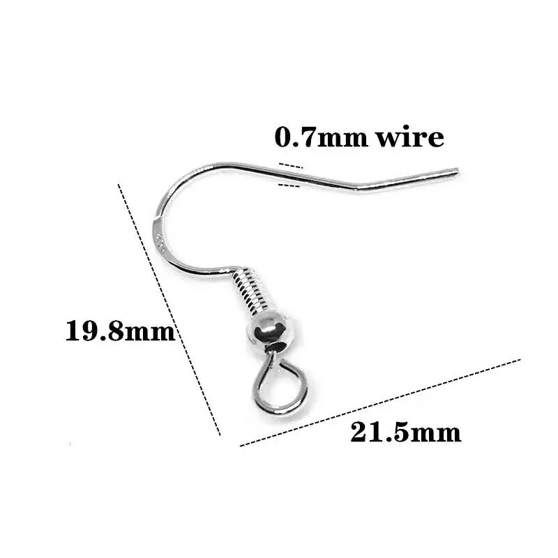 100 Stück Ohrringhaken aus 925er-Sterlingsilber, hypoallergen, für Schmuckherstellung, Zubehör, Ohrdrähte, Angelhaken, nickelfrei – Detail 4