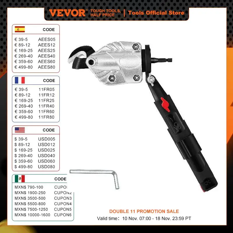 

Резак для резки металла VEVOR, насадка для металлических ножниц с поворотной головкой на 360 градусов для резки Max 21 GA