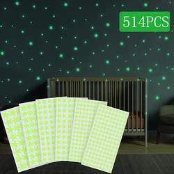 514pcs Glow in the Dark Star Stickers 3D Geometric Patterned Ceiling and Wall Decor for Kids Bedroom Halloween Home Decoration