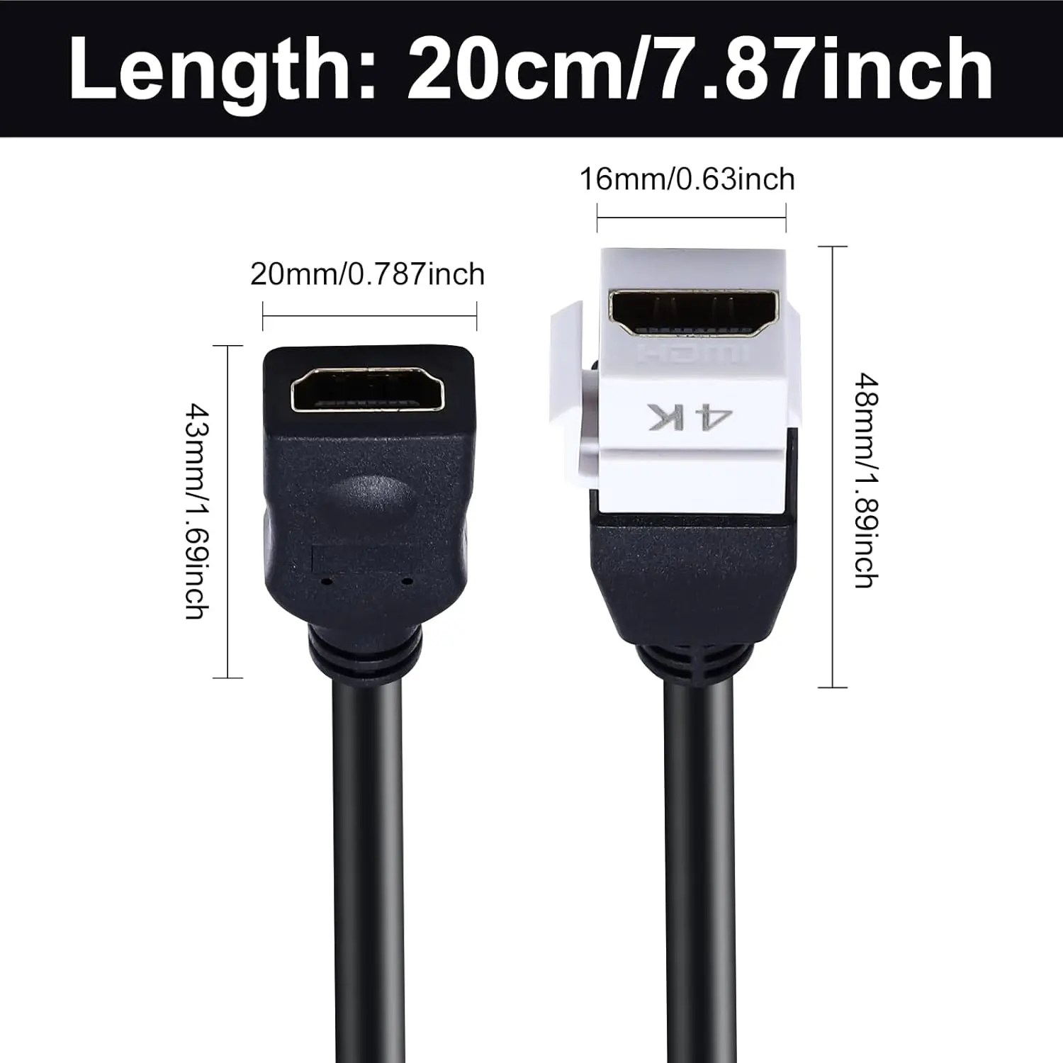 4K 8K High Definition HDMI Compatible Female to Female Keystone Wall Plug-in Card Buckle Direct insertion Panel Connection Cable