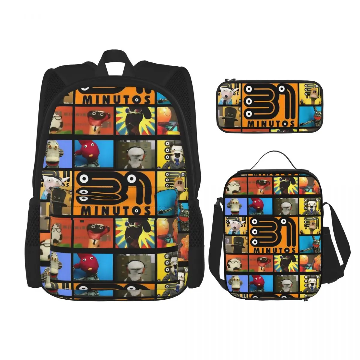 

3pecs/set 31 Minutos Backpack for Boys Girls Chilean Comedy College Shoulder Bag Lunch bag Pencil Case
