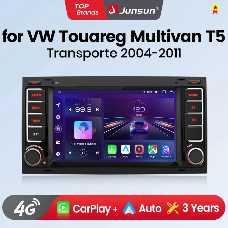 Junsun 7'' 9'' CarPlay Android Auto Car Radio For VW Touareg Multivan T5 Transporter 2004-2009 GPS Intelligent Multimedia