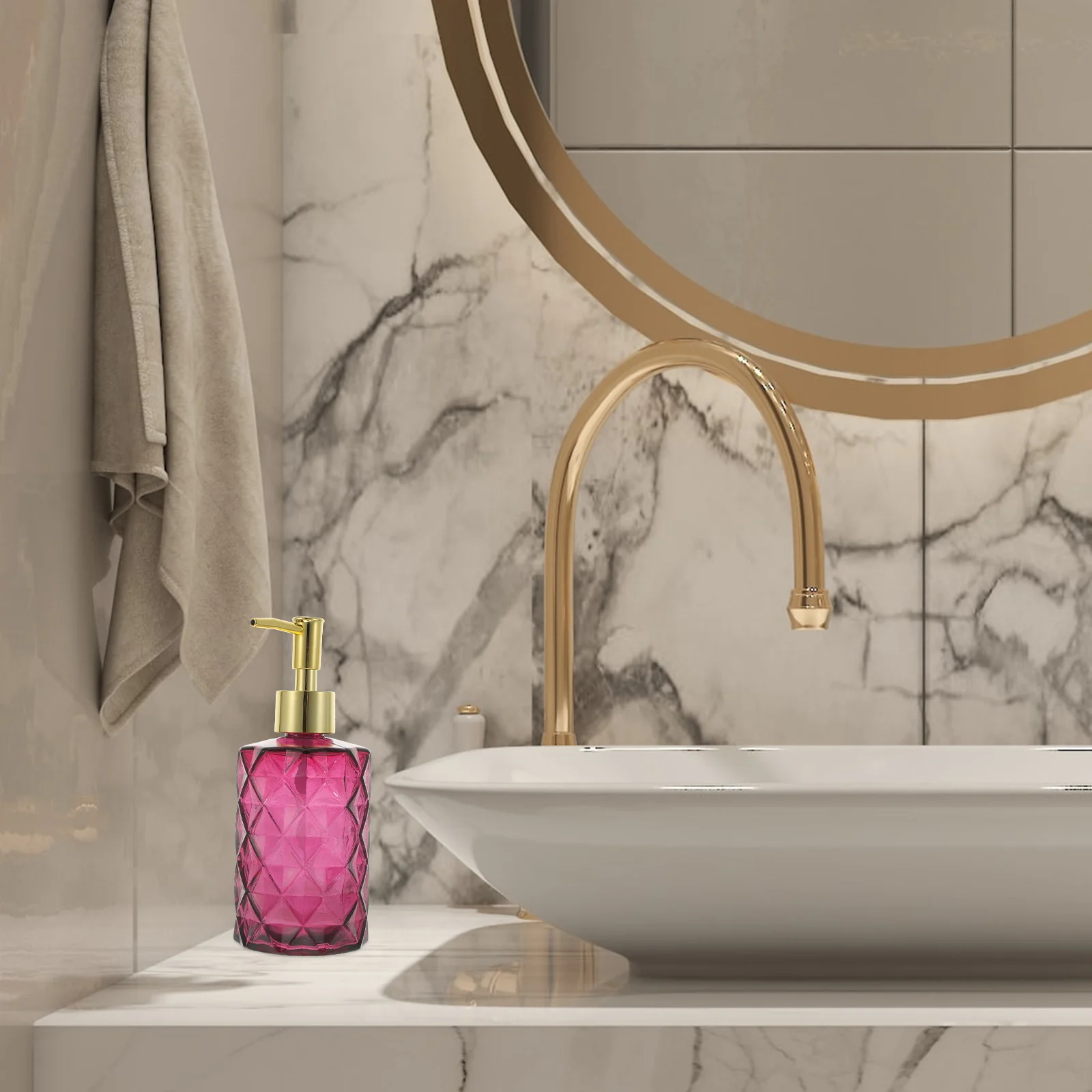 

Press Pump Soap Dispenser Bottle 400ml Glass Refillable Container for Shampoo Lotion Hand Soap Kitchen Bathroom Use