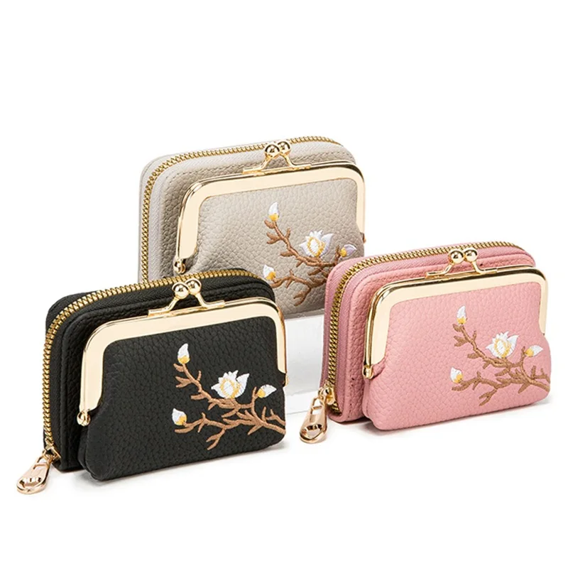 Women's PU Leather Short Wallet - Floral Pattern Large Capacity Purse with Money Hasp, Fashion Card Holder Coin Purse
