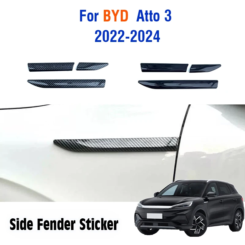 For BYD Atto 3 Yuan Plus 2022 2023 2024 Car Side Fender Sticker Leaf board blackened sequin car body decorative patch Exterior