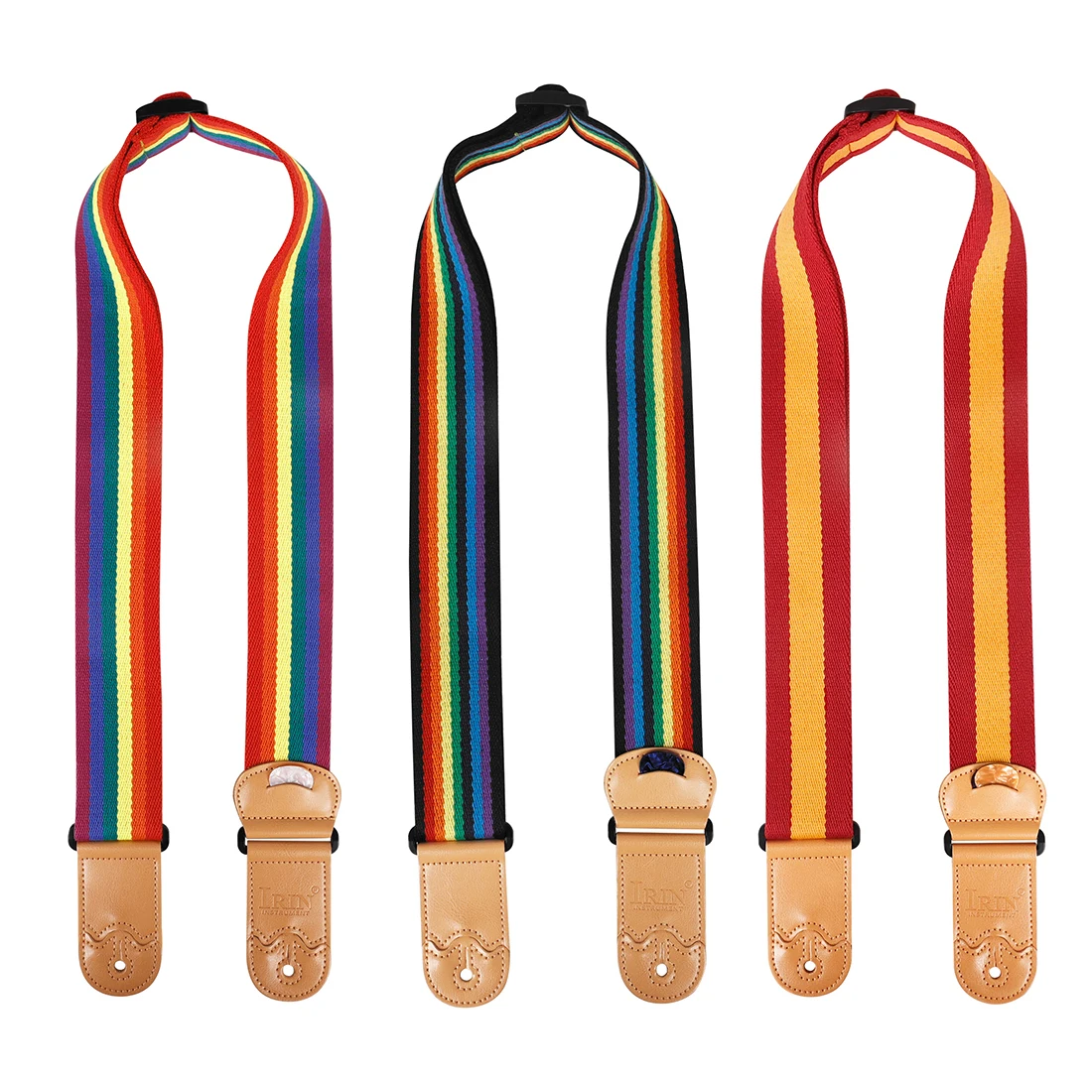 IRIN Guitar Straps Shoulder Strap Rainbow Stripe Insertable Plectrum Electric Acoustic Guitar Bass Universal Straps Accessories