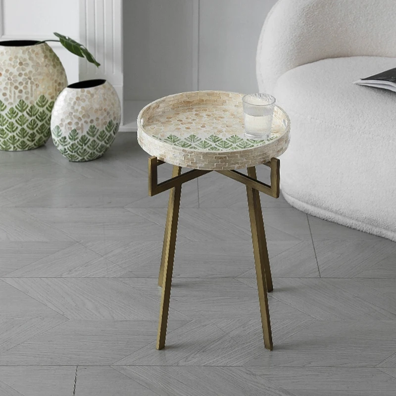 Natural Shell Tea Table,Living Room Sofa Side Table,Metal Storage Shelf,Nordic Furniture,Creative Coffee Table,Art Decor Desk