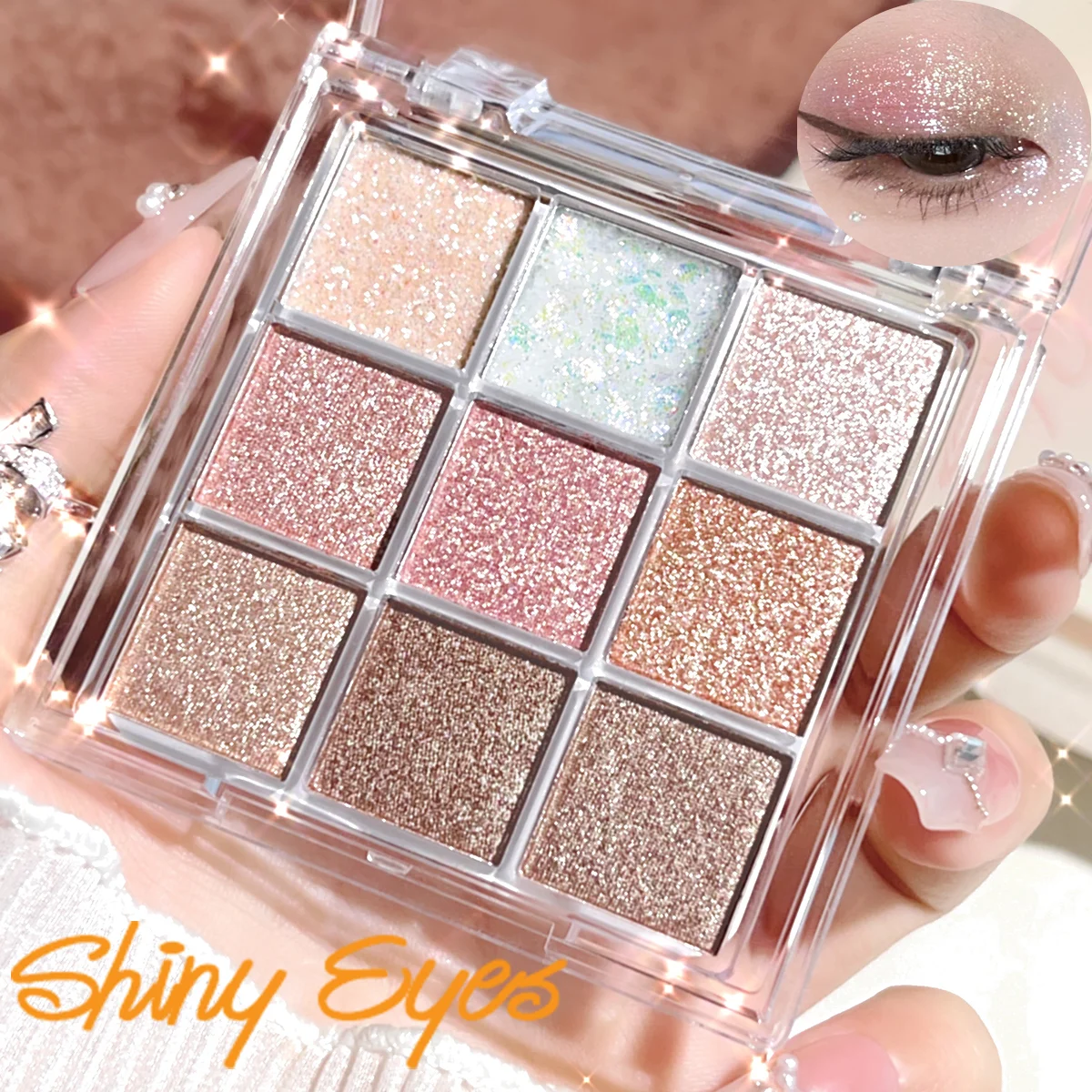 Dazzling Dynamic Nine-Color Eyeshadow with Pearl-like Sparkle, Easy to Apply, and Brighten Nine-Color Eyeshadow