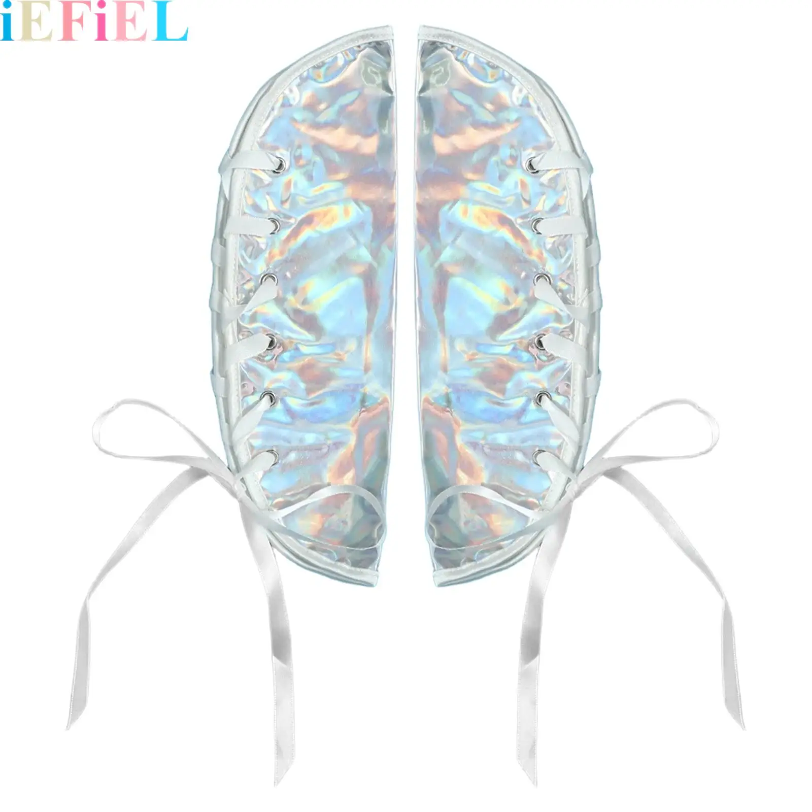 

1 Pair Punk Armor Cosplay Arm Cover Faux Leather Metallic Gloss Cross Tie-Up Style Arm Cover for Halloween Parties