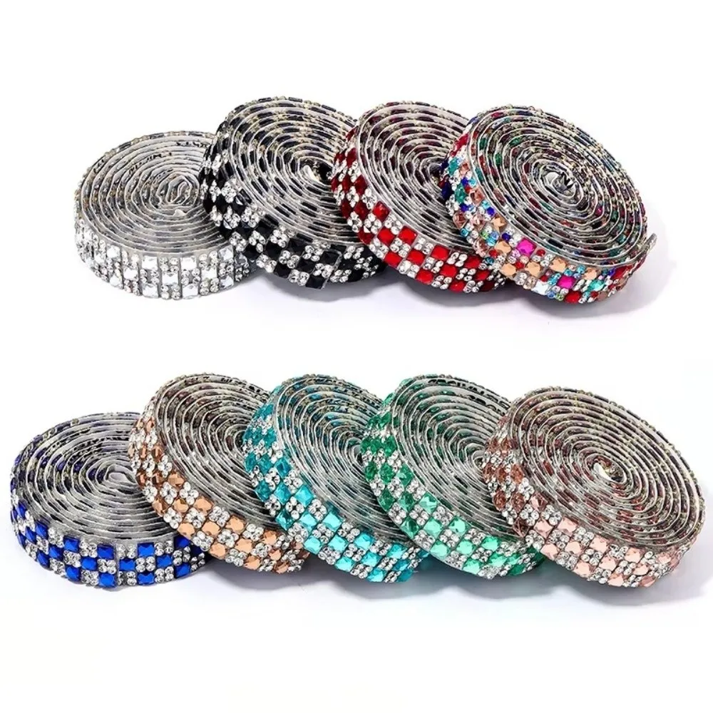 1Yard Self Adhesive Crystal Rhinestone Sticker Multicolour Crystal Motif Diamond Ribbon 1.2cm Width Adhesive Diamond