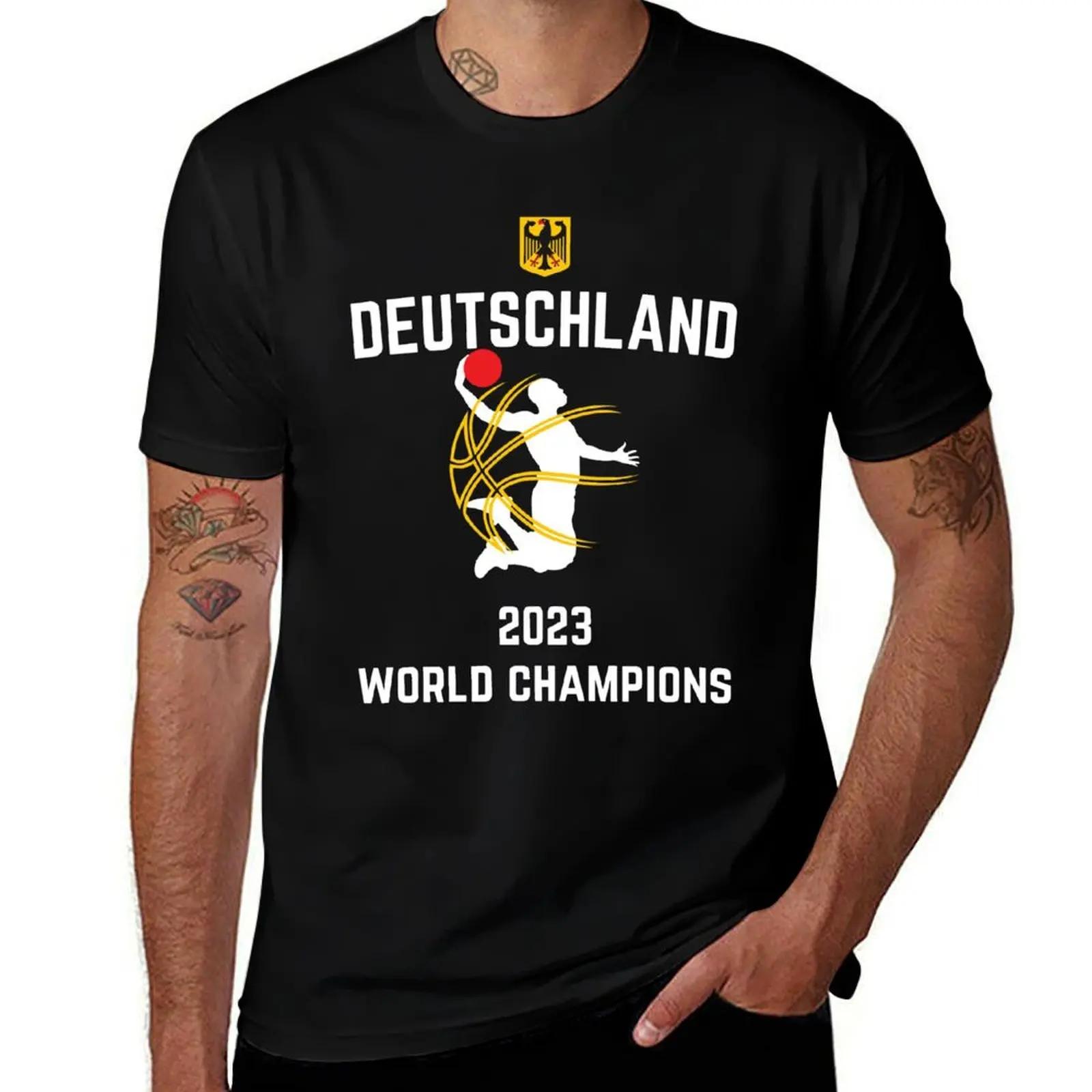 Germany Basketball Player Dunking the Ball on Dark T-Shirt Work Utility Short Sleeve Shirt T-Shirt