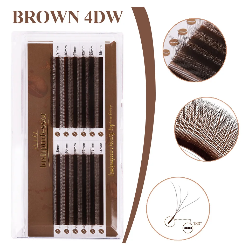 NEW Dark Brown 4D Clover Lashes Premade Bloom Fans Brown W Shaped Lashes Volume Eyelash Extension Soft Brown 4DW Shape Eyelashes