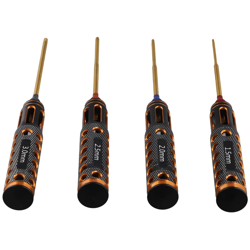 A72T 4Pcs/Set Titanium Plating 1.5Mm/2Mm/2.5Mm/3Mm Hexagon Screwdriver Screw Driver Tool For Rc Model Car Boat Airplane