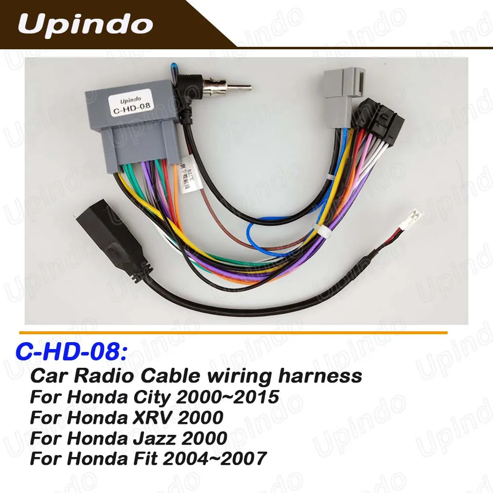 Car Android Radio Cable Adapter 16-Pin Stereo Media Wiring Harness Power Connector Socket for Honda Jazz City Fit XRV