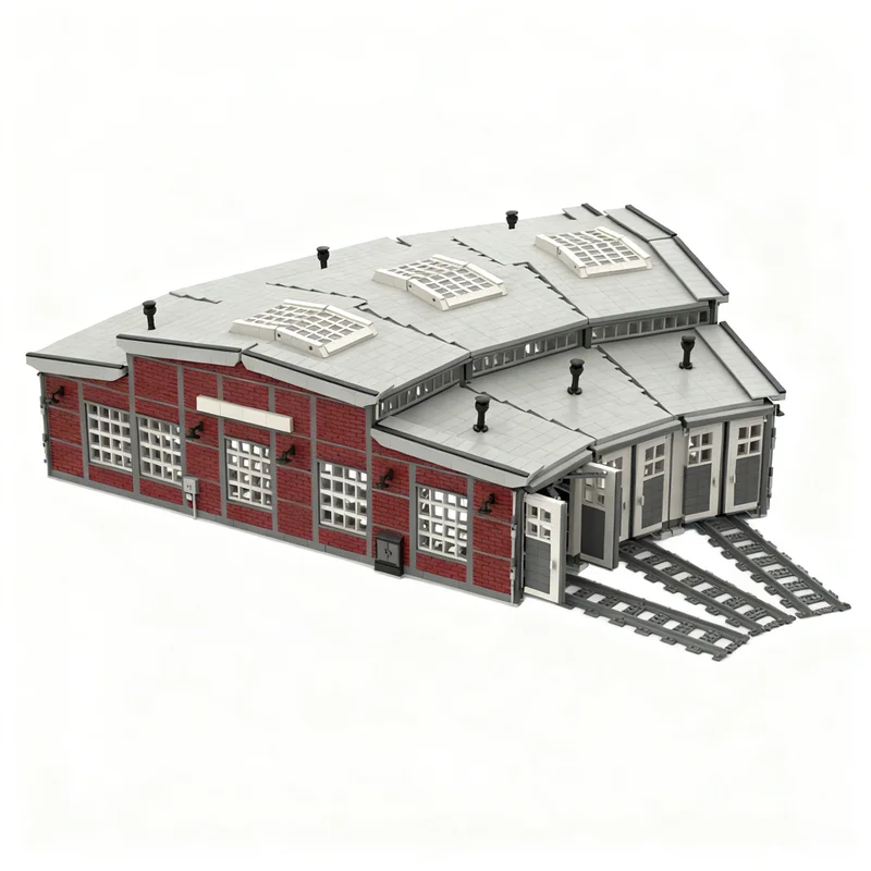 6796pcs MOC Train Turntable Roundhouse Ringlokschuppen Model Building Blocks Architecture Christmas Gift Toy Education Brick