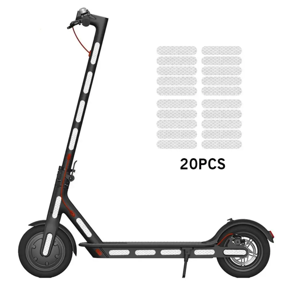 20pcs Safety Night Warning Sticker 19mm PVC Reflective Stripe Waterproof Dustproof Scooter Eflective Decals for Xiaomi M365/Pro
