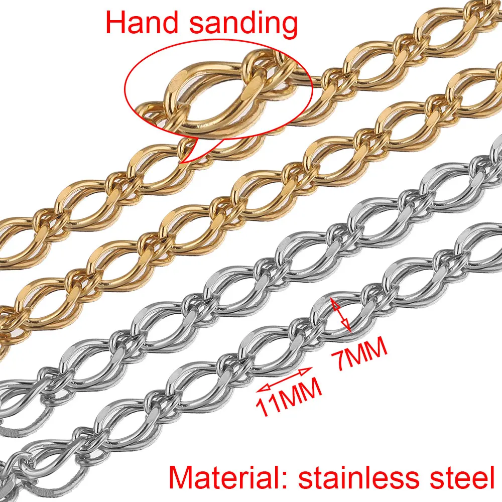 1Meter Width 7mm Stainless Steel Twisted Oval Cable Gold NK Chain Cuban Link for Hip Hop Jewelry Making  Metal Chains Bracelet