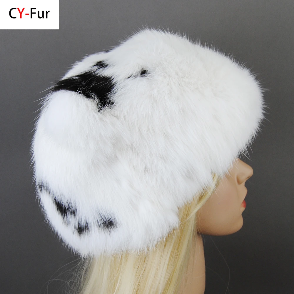 

Rabbit Fur Cap Woman Winter Genuine 100% Fur Bomber Hat Windproof Warm Earmuff Flat Outdoor Warm Russian Hat Fitted Casquette