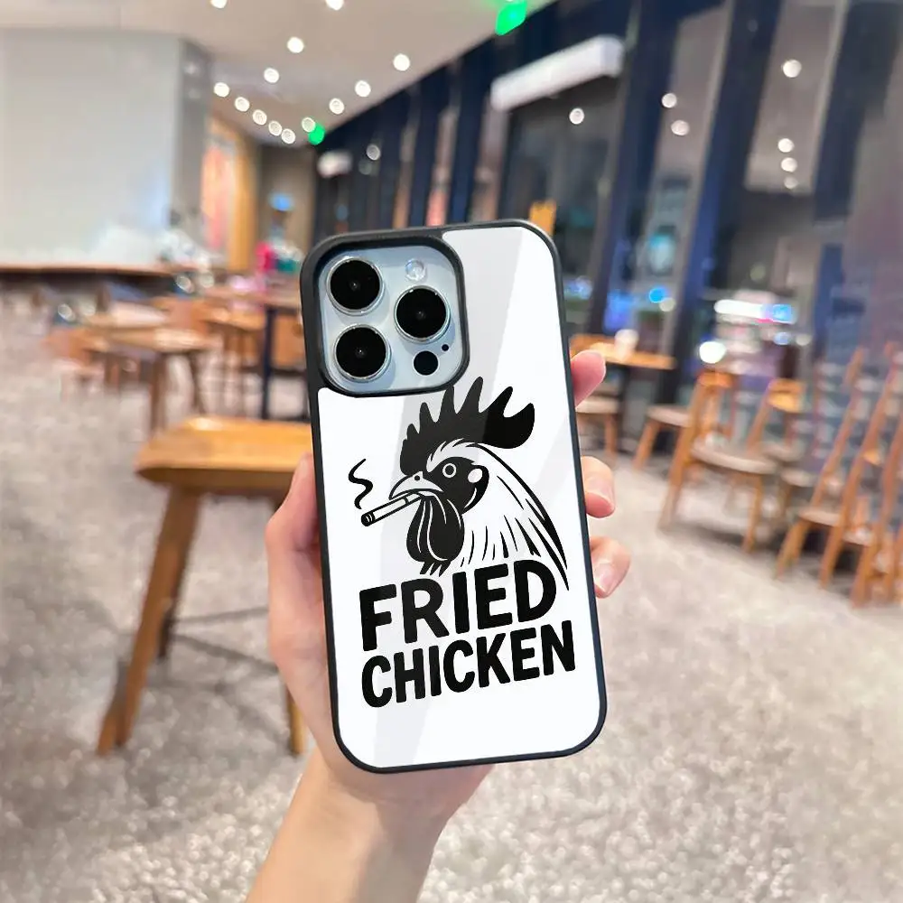 เคสโทรศัพท์ลายไก่สีดำขาว สำหรับ iPhone17,16,15,14,13 Plus,Pro Max รองรับการชาร์จไร้สายแบบแม่เหล็ก Magsafe