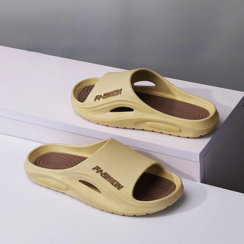 Men Thick Sole Summer Beach Slides Bathroom Anti Slip Slipper Soft Sandals Simplicity Ultra Light Letter Shoe