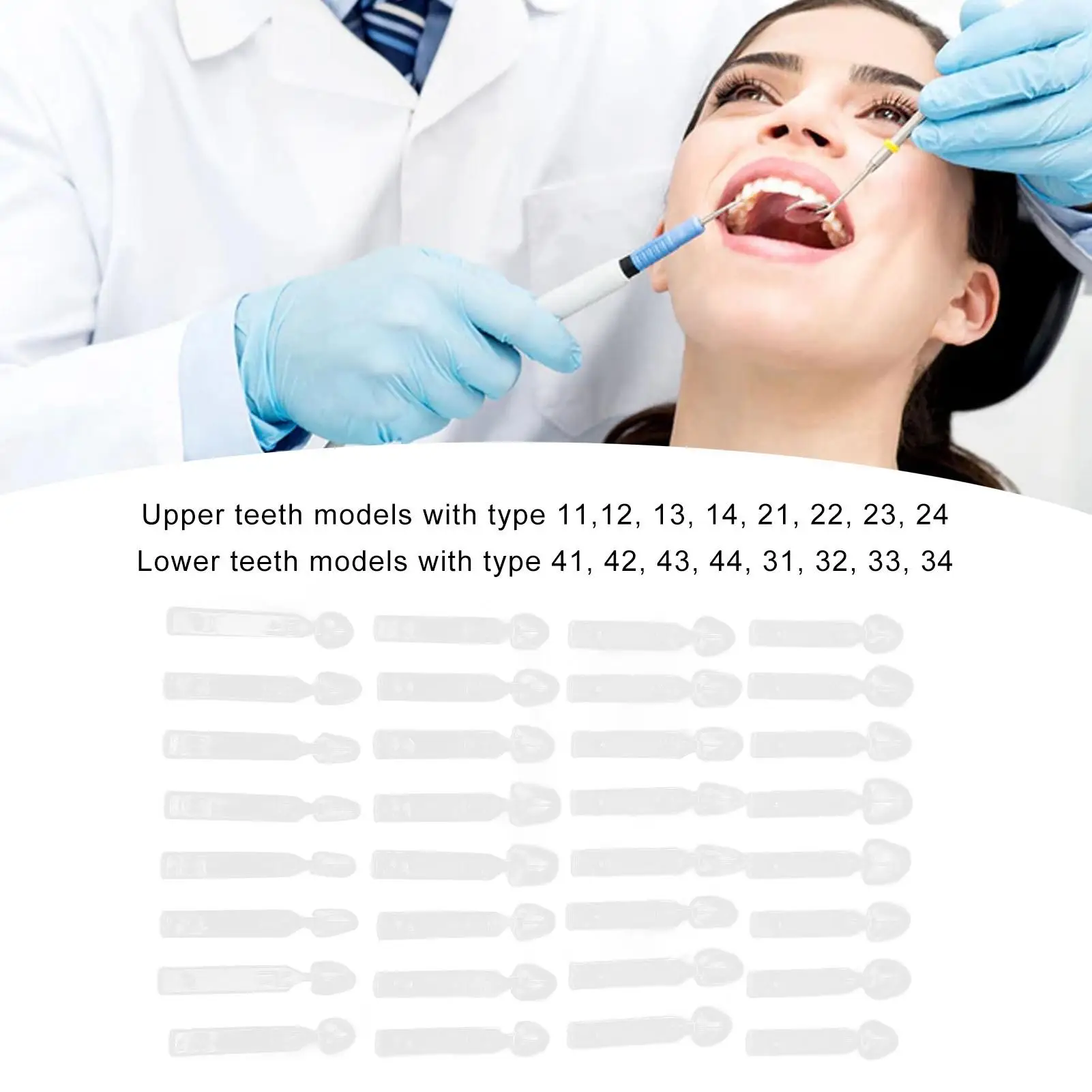 Kit de moldes folheado dentário, Light Cure Moldes, resina composta, branqueamento dos dentes, uso de autoclave, 32pcs