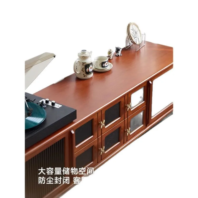 

French retro style Tt medieval living room black solid wood Nordic style home living room combination drawer type high style