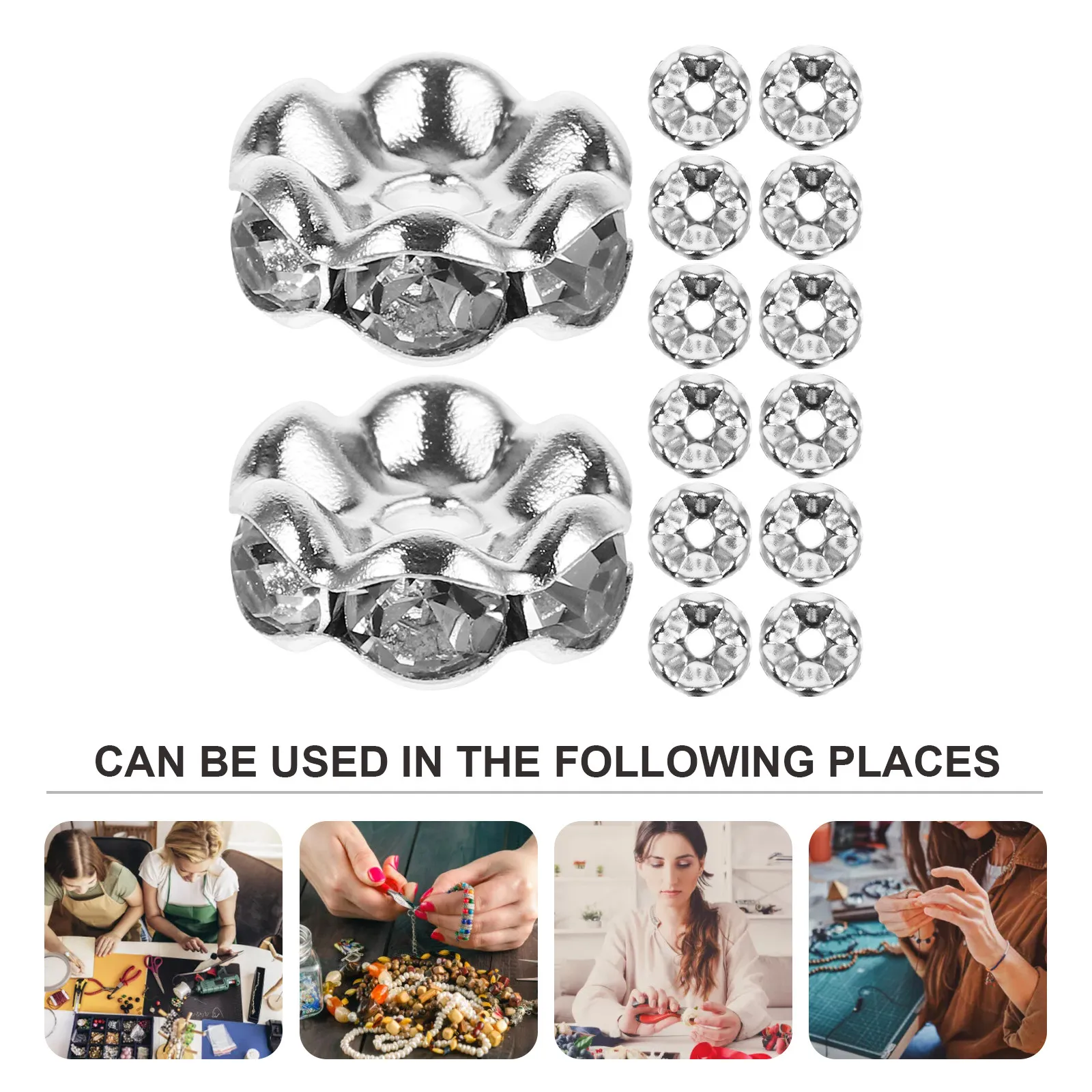 

100Pcs Rose Gold Wave Spacer Beads Premium Alloy Glass DIY Loose Beads for Jewelry Making Bracelet Earring Handicrafts