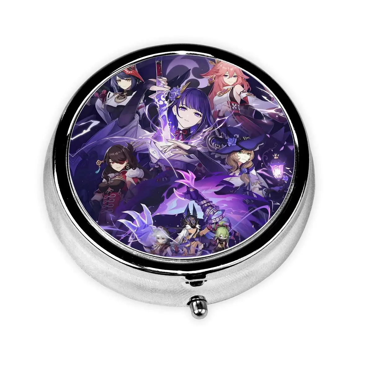 

G-Genshins I-Impacts Коробка для таблеток Диспенсер для таблеток с 3 отделениями Аниме Милый мультфильм Портативный органайзер для лекарств Коробка для хранения Контейнер