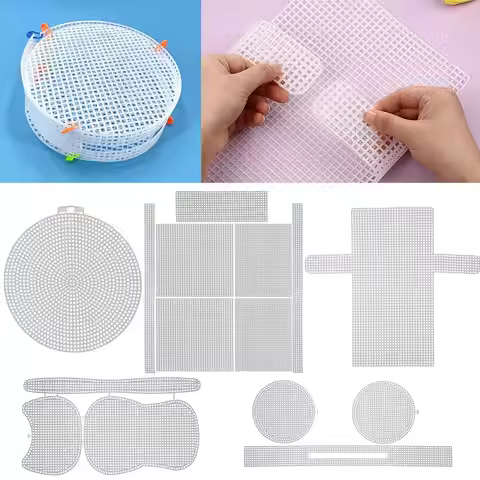 Plastic Mesh Cloth For Bag Making DIY Handcraft Bags Weaving Material Latch Hook Bags Made Plastic Grid Hook Crafts Accessories