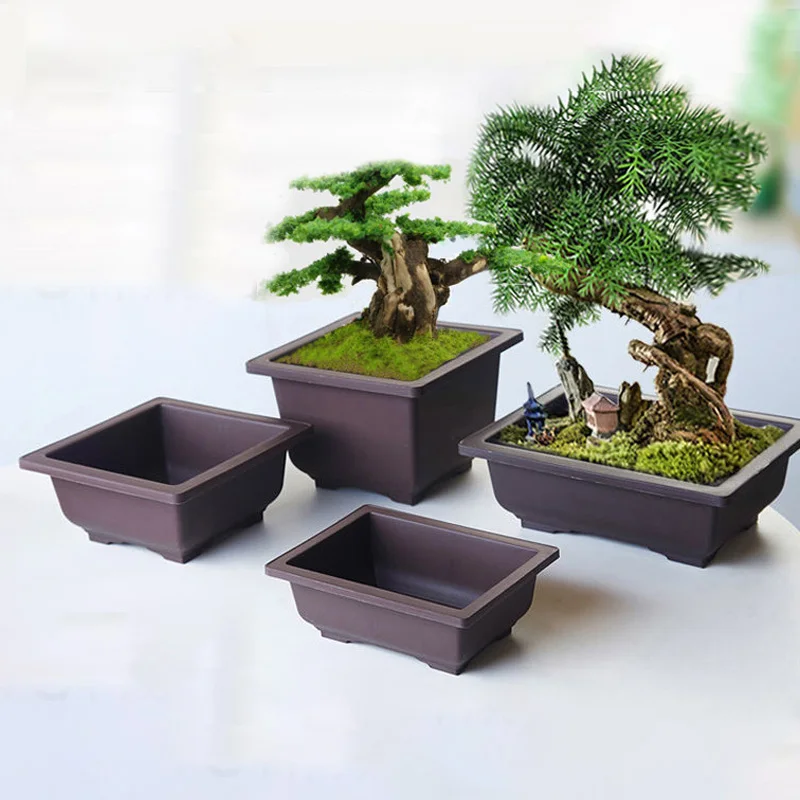 Doniczki imitacja purpurowa glina sukulenty doniczki prostokątna kwadratowa donica ogrodowe doniczki do kwiatów krajobrazowe doniczka do Bonsai tace