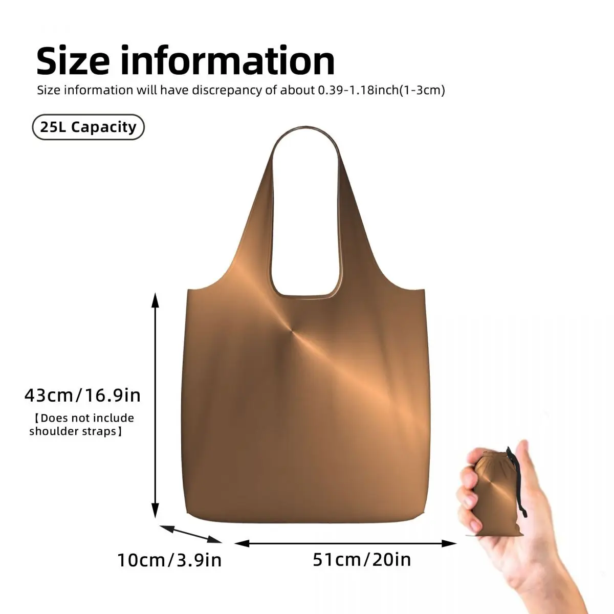 Brushed Copper Shopping Tote Bag Canvas Large Capacity Shoulder Bags Shopper Grocery Handbag for Women