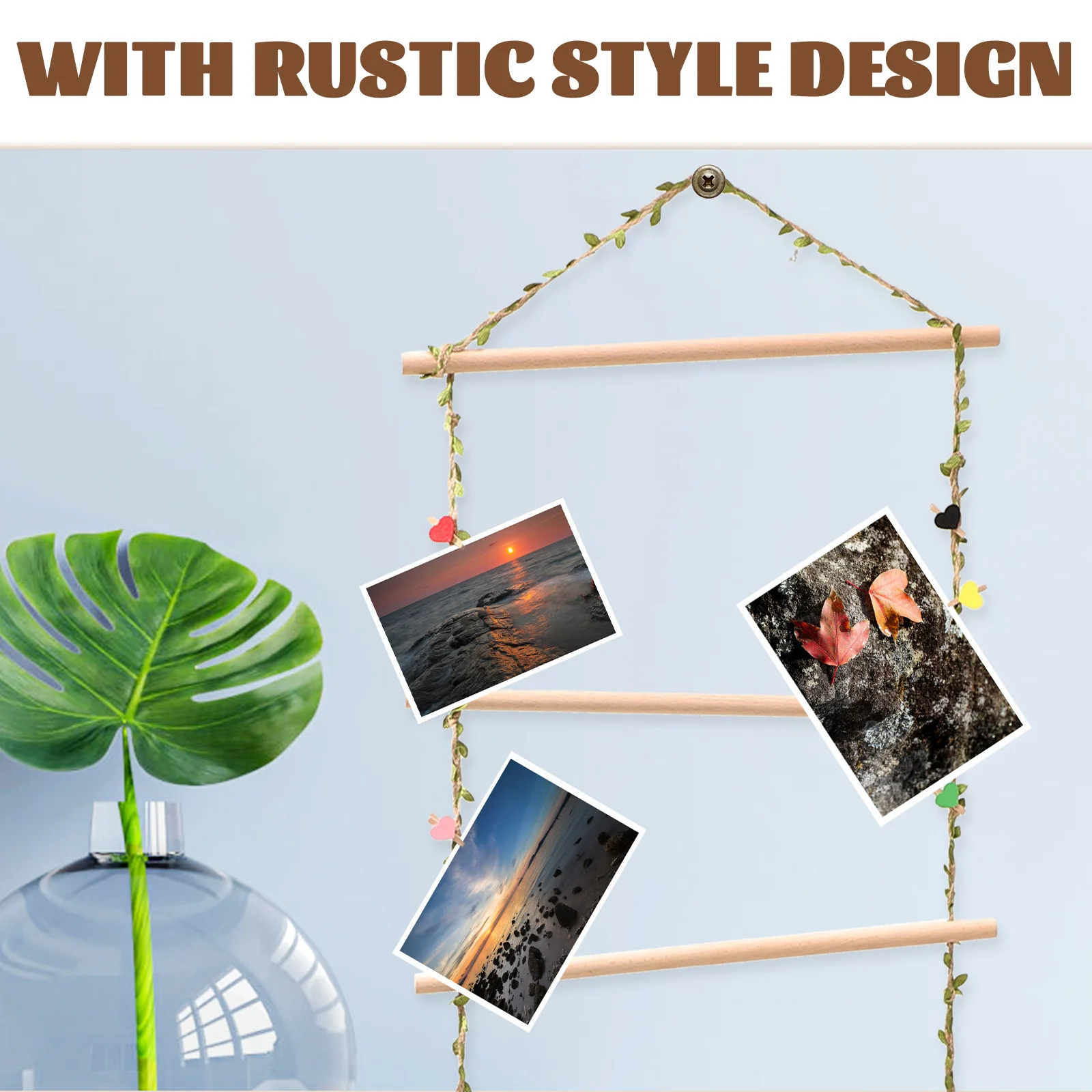

Wall Photo Holder Wood Clip Hanging Display For Room Decor Rustic Style Picture Hanger Home Decoration Storage Organizer