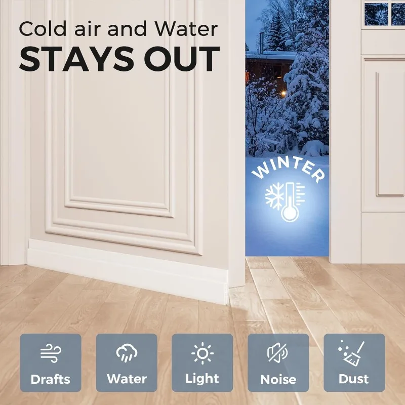 Paquet de 2 butées de porte sous la porte, joint blanc pour portes extérieures/intérieures, bloqueur de bruit et d'air froid, 2 "L x 39" L