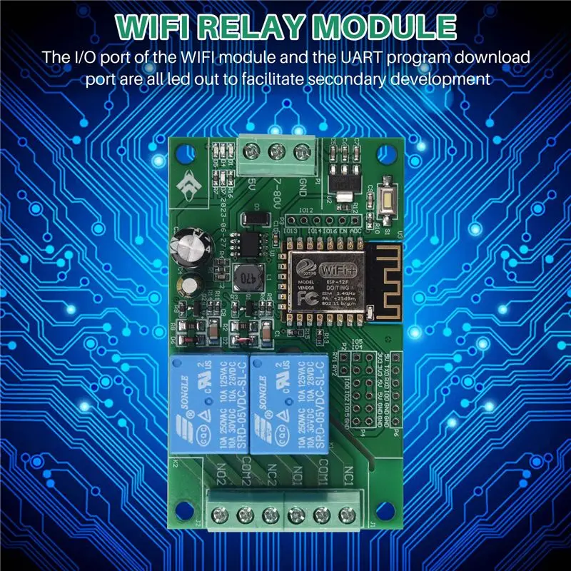 AAAF Esp8266 Esp-12F Wifi Relay Module 2Channel 5V/8-80V Network Relay Switch For Arduino Ide Smart Home App Remot Control