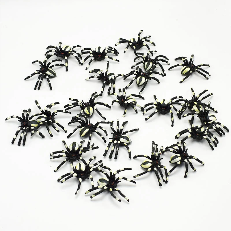 5pc Horror Spoof Scary Simulation White Flower Spider Halloween Fools Day Trick Toy