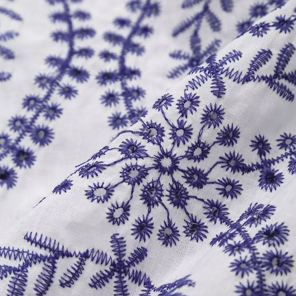 femmes ajouré fleurs chemise brodée revers ample à manches longues simple boutonnage blouse décontractée printemps été nouveau haut Chic