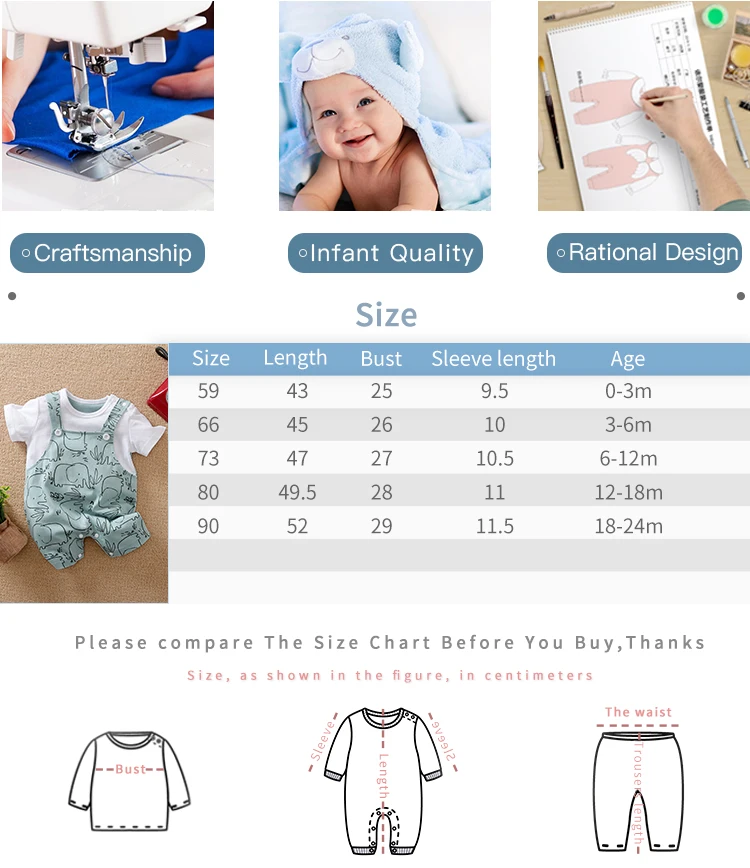 Cute Animal-elephant 0-12Months Newborn Baby Clothes Short Sleeves Bodysuit summer cotton Infant Romper Toddler boys Jumpsuit