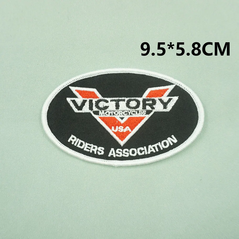 VICTIRY Motorcycle brand logo embroidered patches with sew on and hook backing