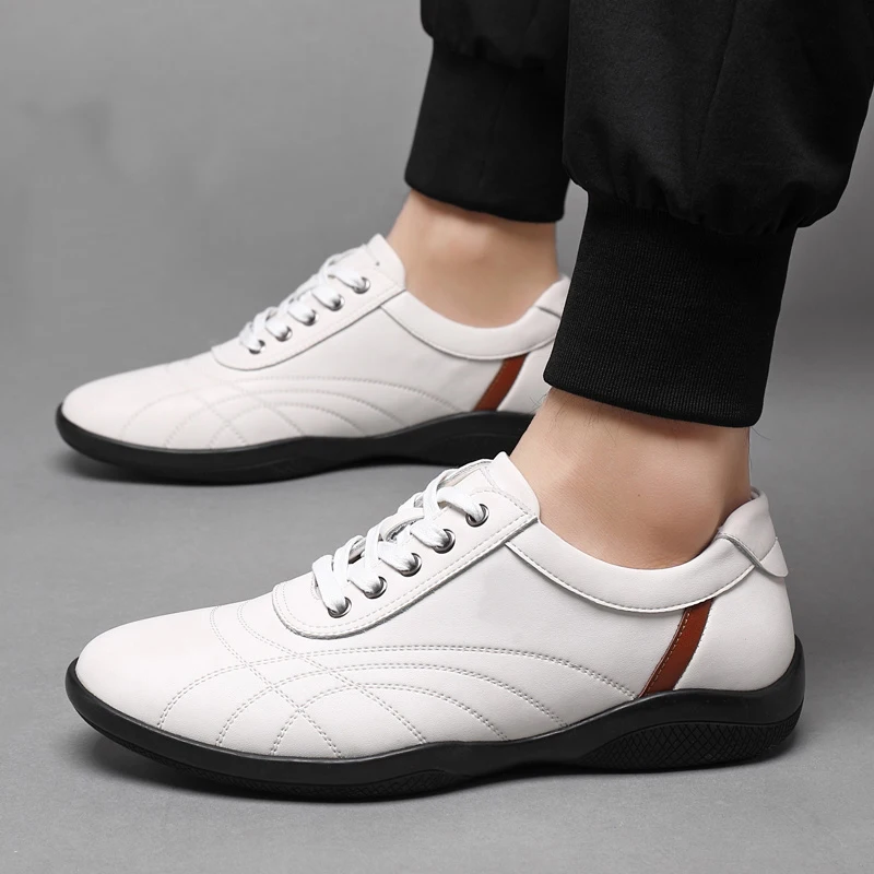 

Men Walking Bean Loafers Luxury Brand Trekking Jogging Sneakers Original Athletic Plush Fluff Driving 2025 Trendy Leather Shoes