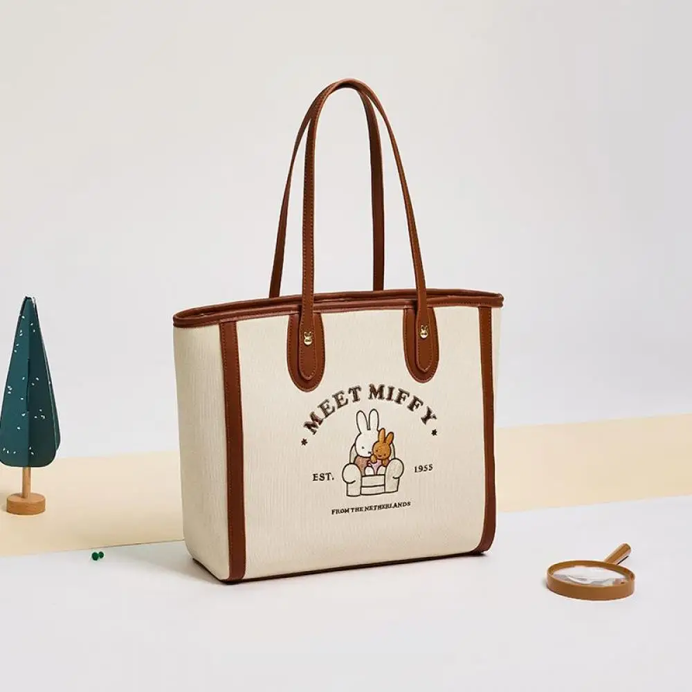 Torba na ramię Miffy, urocza dziewczęca torba o dużej pojemności, modna i uniwersalna torba pod pachę, torba z wykwintnym haftem.