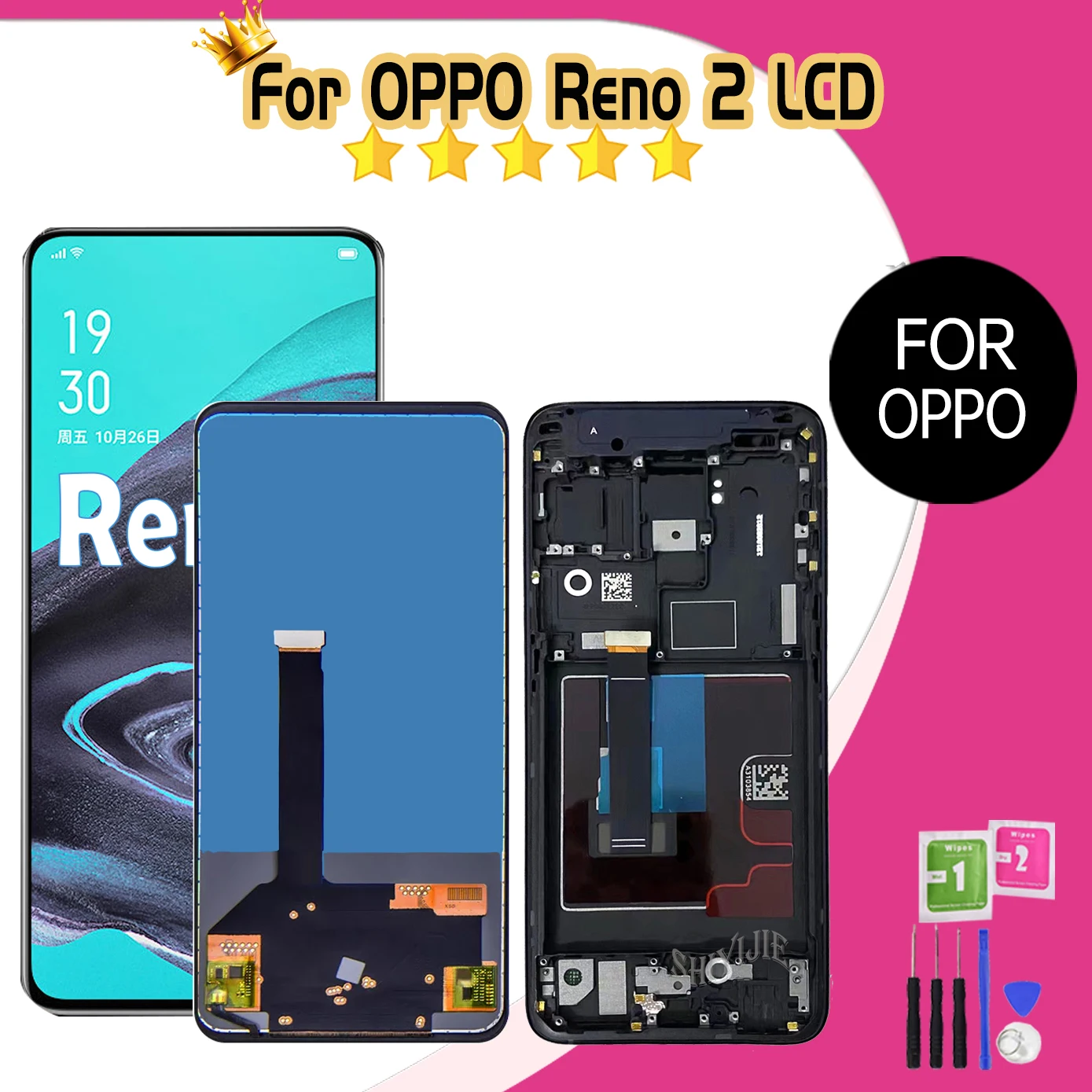 LCD Screen Digitizer Assembly For Oppo Reno2 PCKM70, PCKT00, PCKM00, CPH1907 Display Touch  For Reno 2 LCD High quality