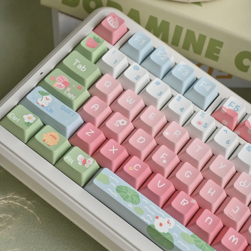 

Spring outing cute little duckPBTSublimation Spring Gradient60/68/75/108Compatible Mechanical Keyboard Keycaps